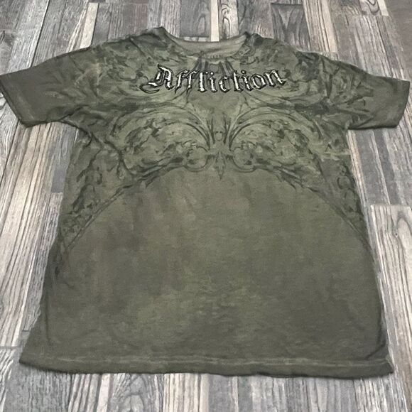 🔥☠️ Y2K AFFLICTION Los Angeles all over print Graphic Tee Men’s 2XL - PERFECT - Picture 4 of 13